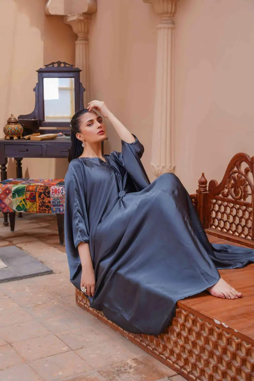 1 Pc Women's Stitched Katan Silk Plain Kaftan at One Spot