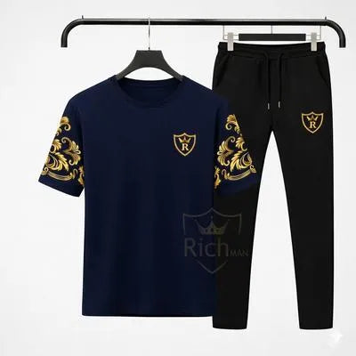 RichMan Royal Summer Tracksuit Set – Premium T-Shirt & Trouser (Breathable & Stylish)