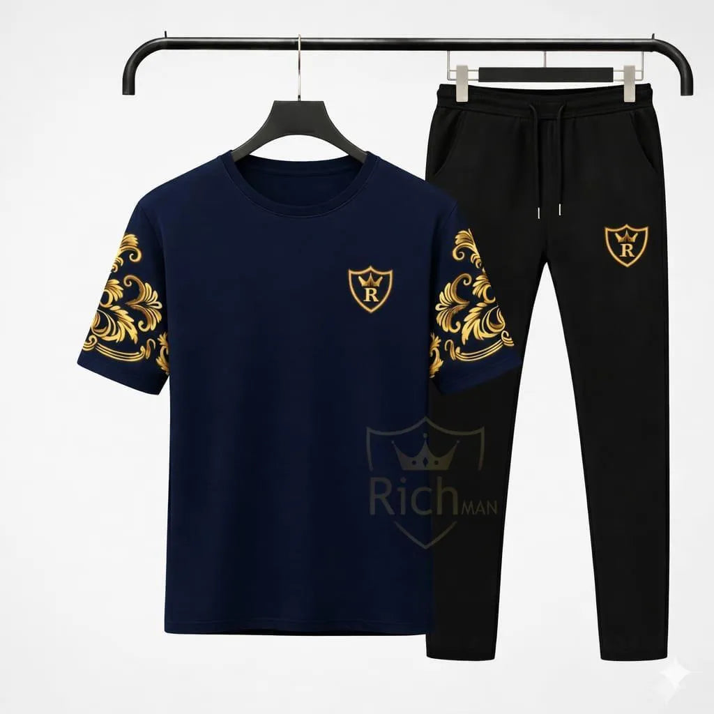 RichMan Royal Summer Tracksuit Set – Premium T-Shirt & Trouser (Breathable & Stylish)