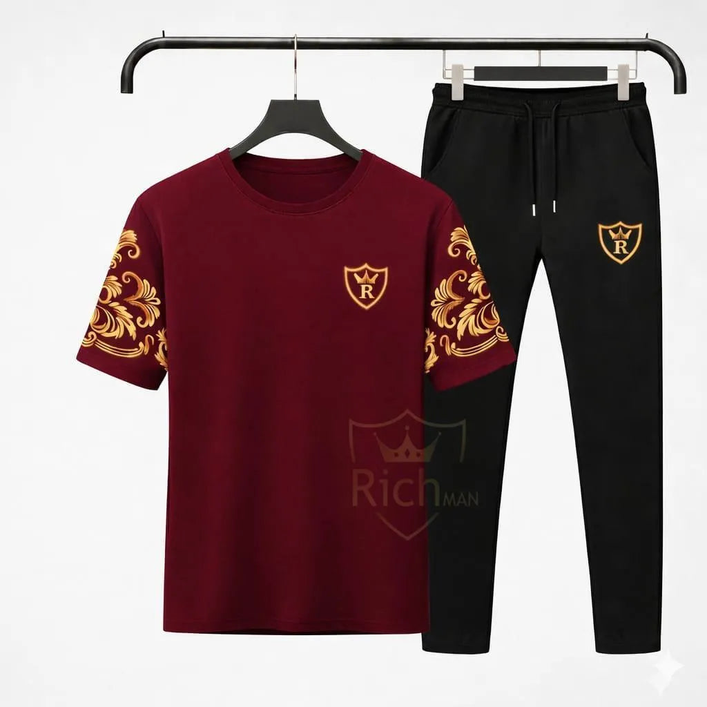 RichMan Royal Summer Tracksuit Set – Premium T-Shirt & Trouser (Breathable & Stylish)