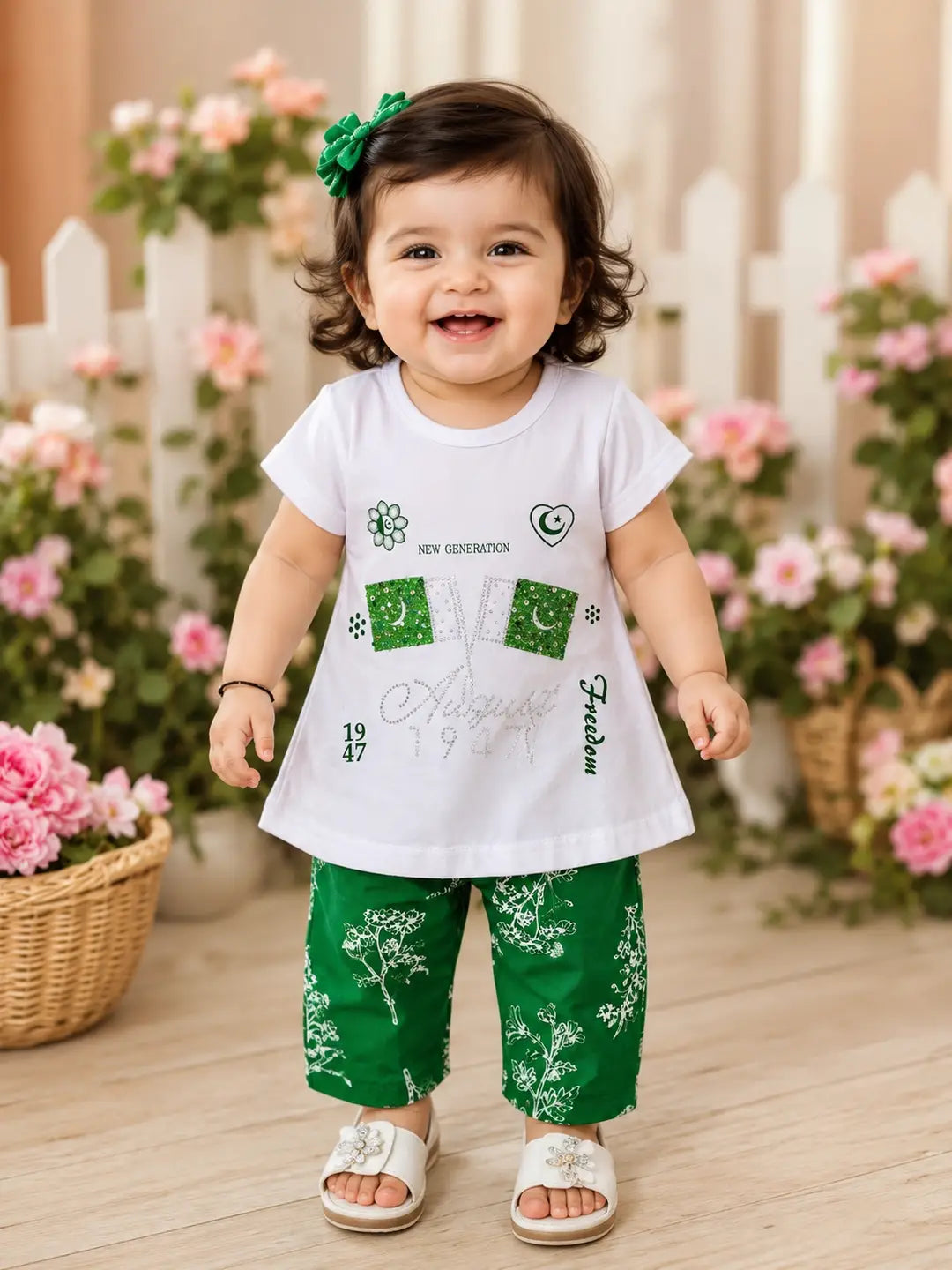 14 August 2 Pcs Girl's Fancy Embroidered Shirt And Trouser Set
