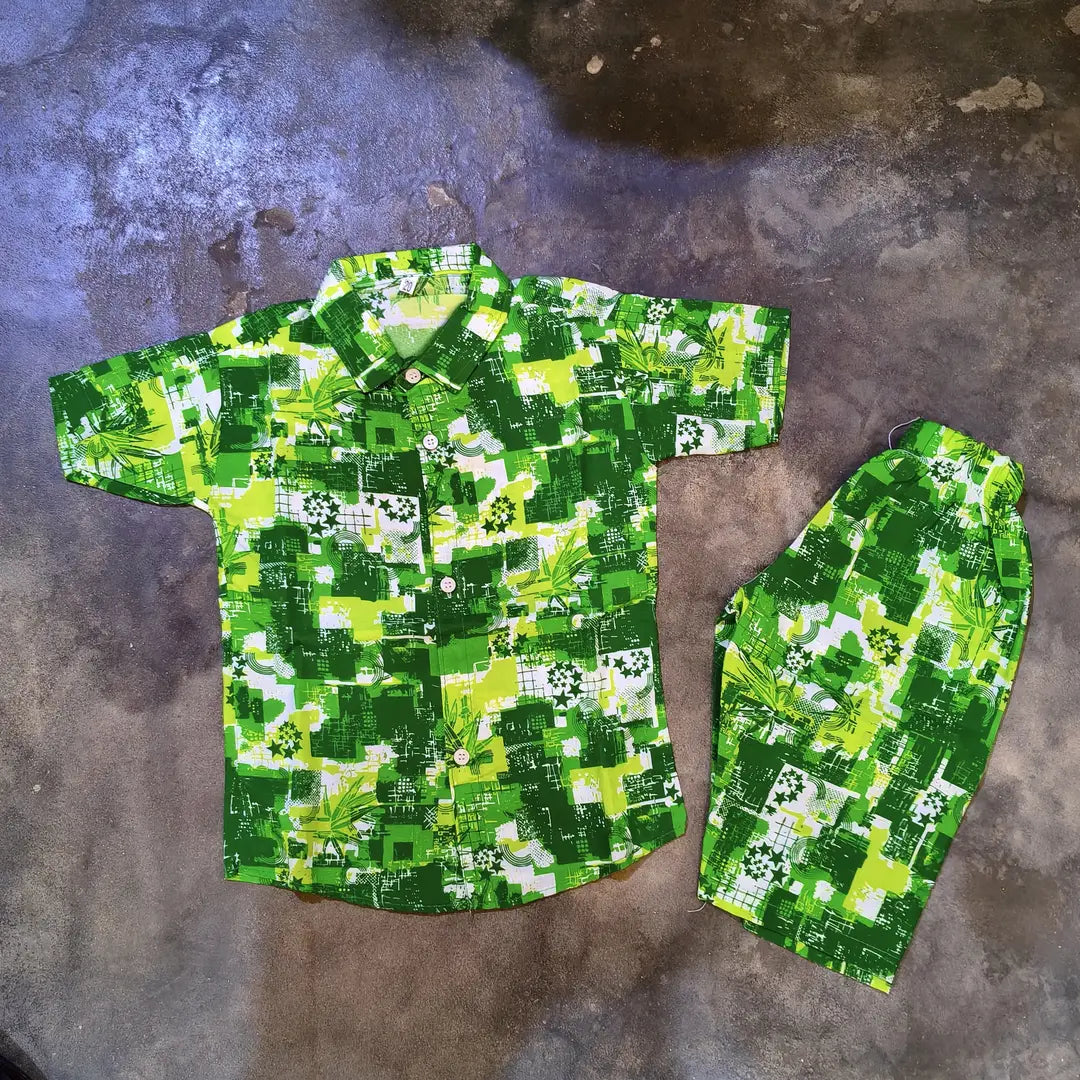 14 August 2 Pcs Boy's Shirt And Shorts Set