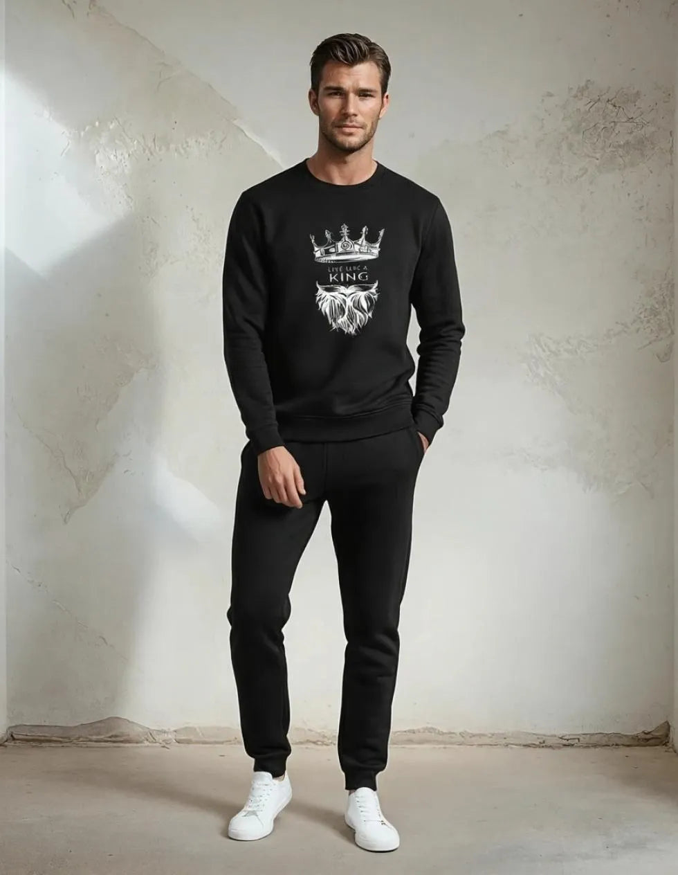 Black King Crown Track Suit for Men
