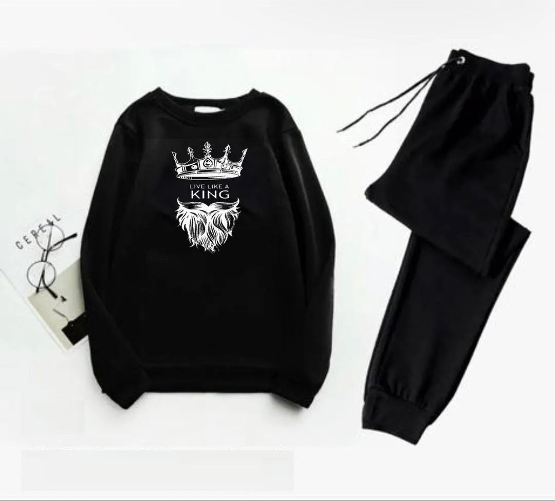 Black King Crown Track Suit for Men