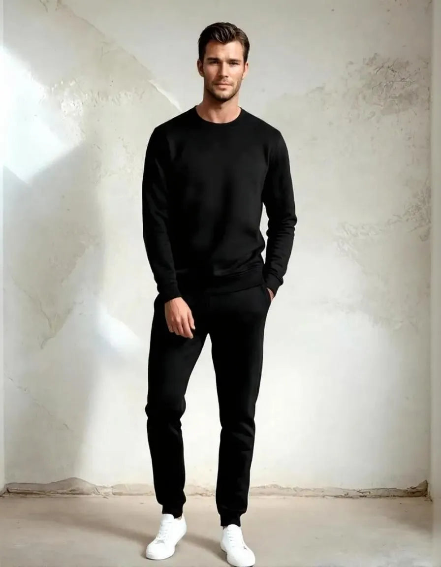 Men Polyester Plain Track Suit Black Medium to XL