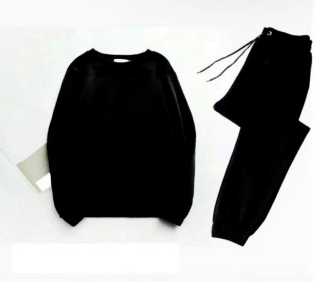 Men Polyester Plain Track Suit Black Medium to XL