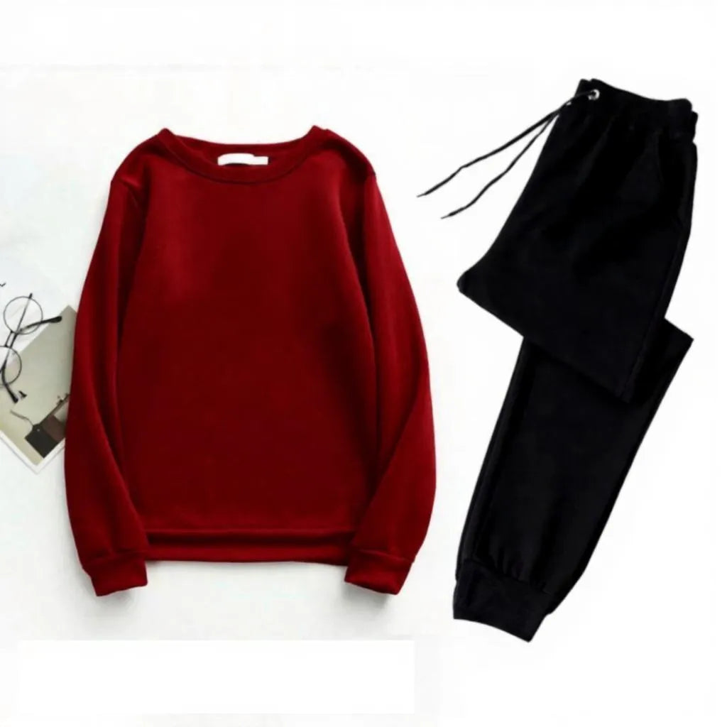 Men Polyester Plain Track Suit Maroon