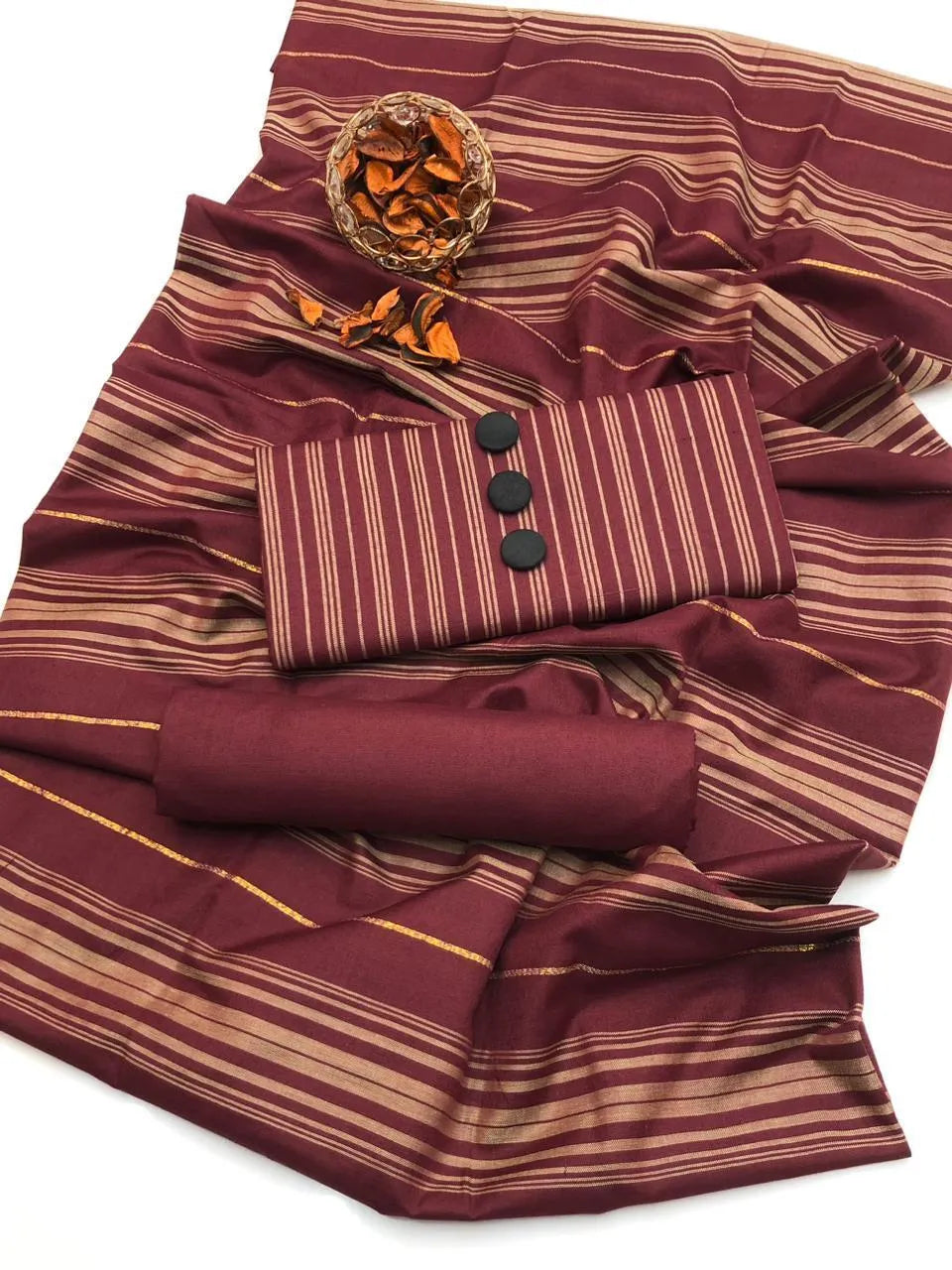 Maroon Printed Cotton Lawn Suit Set for Women