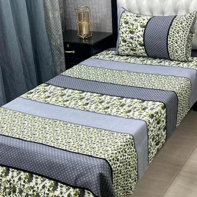 2 Pcs Crystal Cotton Printed Single Bedsheet