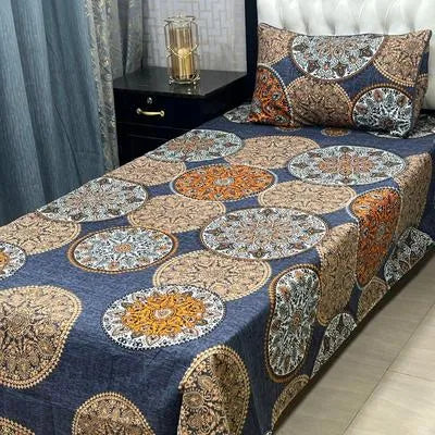 2 Pcs Crystal Cotton Printed Single Bedsheet
