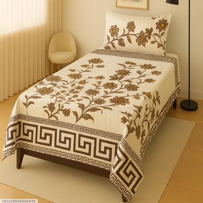 2 Pcs Crystal Cotton Printed Single Bedsheet