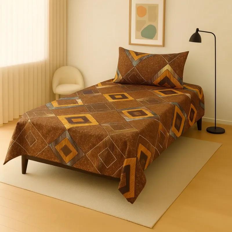 2 Pcs Crystal Cotton Printed Single Bedsheet