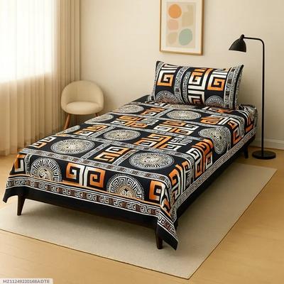 2 Pcs Crystal Cotton Printed Single Bedsheet