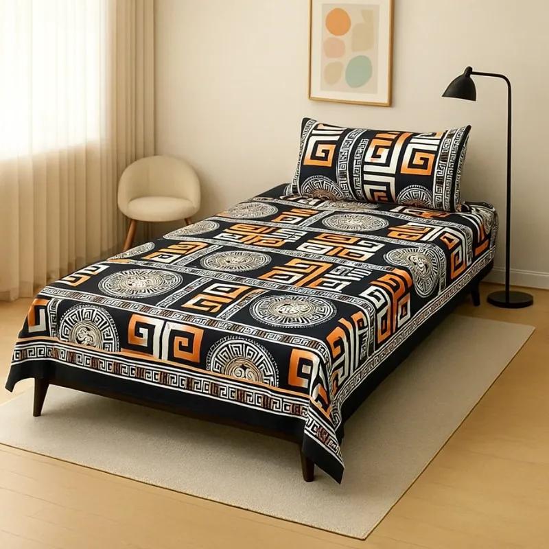 2 Pcs Crystal Cotton Printed Single Bedsheet