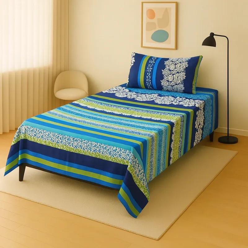 2 Pcs Crystal Cotton Printed Single Bedsheet
