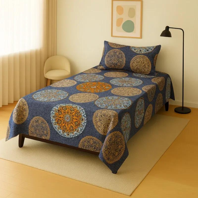 2 Pcs Crystal Cotton Printed Single Bedsheet