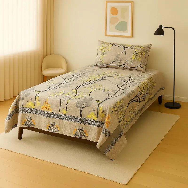 2 Pcs Crystal Cotton Printed Single Bedsheet