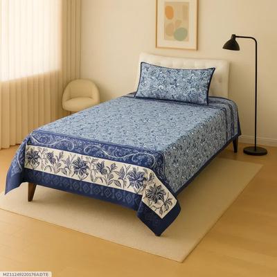 2 Pcs Crystal Cotton Printed Single Bedsheet