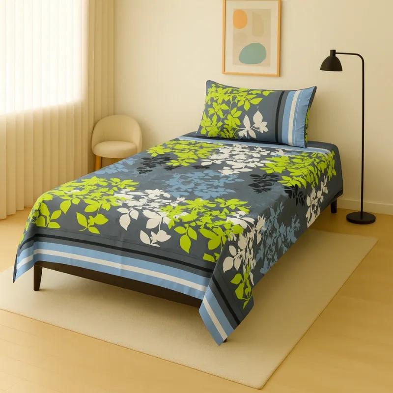 2 Pcs Crystal Cotton Printed Single Bedsheet
