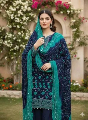 3 Pcs Women's Unstitched Plain Suit