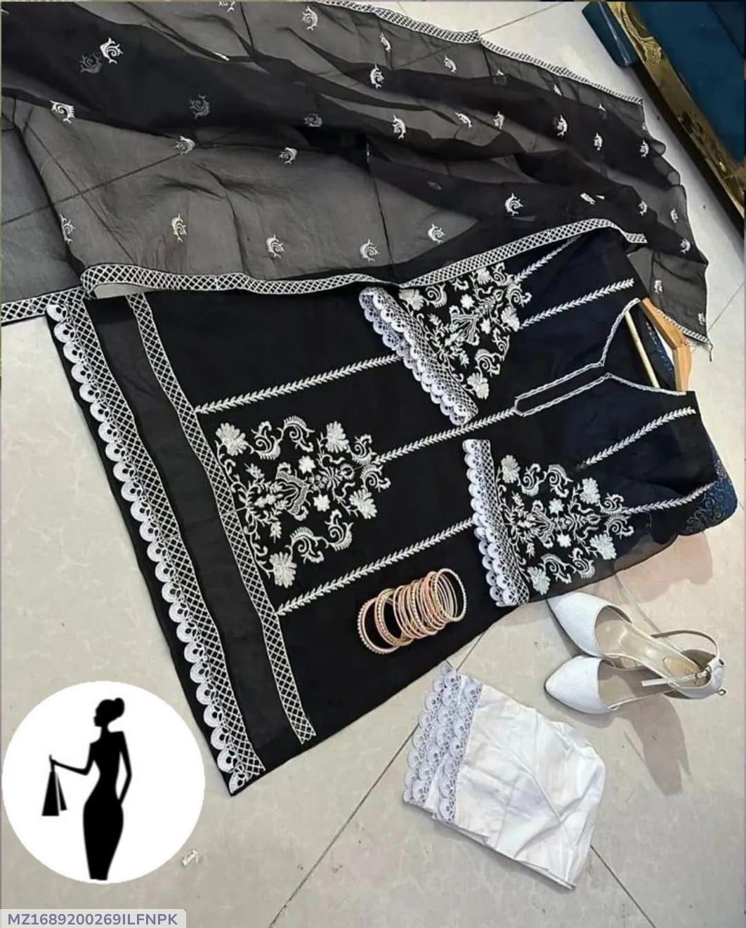 Black Embroidered 3-Piece Suit for Eid & Weddings