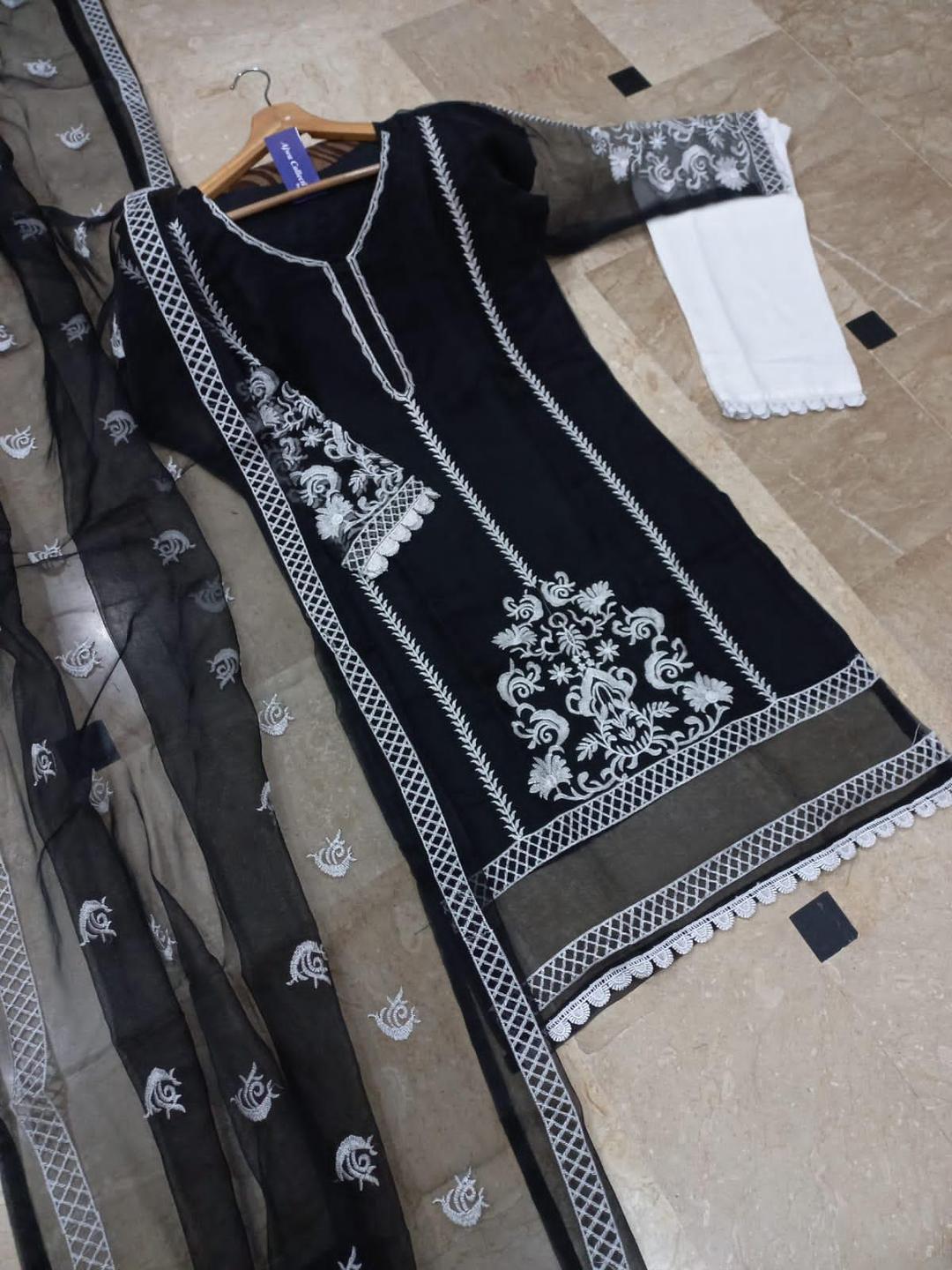 Black Embroidered 3-Piece Suit for Eid & Weddings