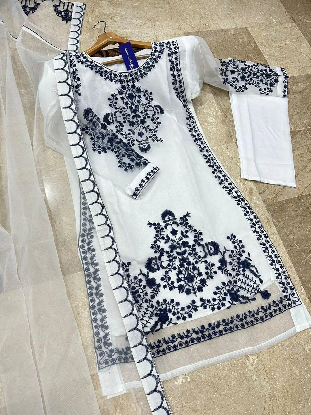 Black Embroidered 3-Piece Organza Suit for Eid & Weddings