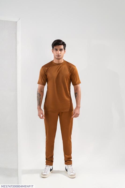 Men Dri Fit Brown Track Suit Slim Fit 2Pcs