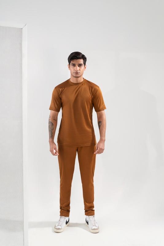 Men Dri Fit Brown Track Suit Slim Fit 2Pcs