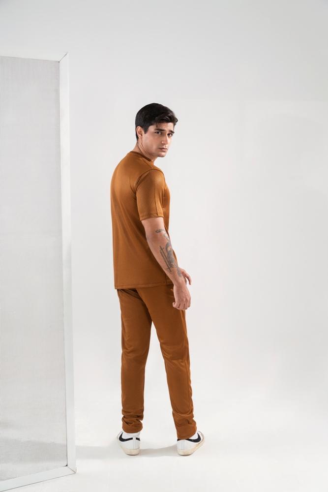 Men Dri Fit Brown Track Suit Slim Fit 2Pcs