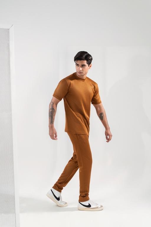 Men Dri Fit Brown Track Suit Slim Fit 2Pcs
