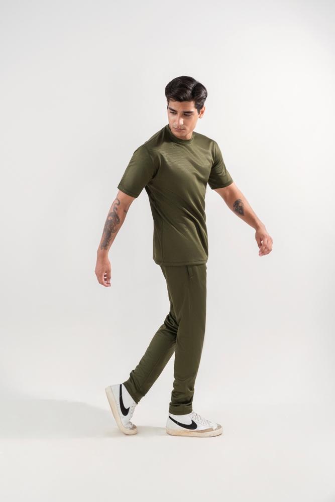 Men's Green Dri Fit 2 Pcs Track Suit Slim Fit
