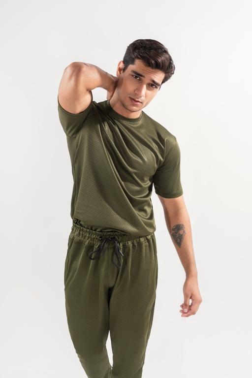 Men's Green Dri Fit 2 Pcs Track Suit Slim Fit