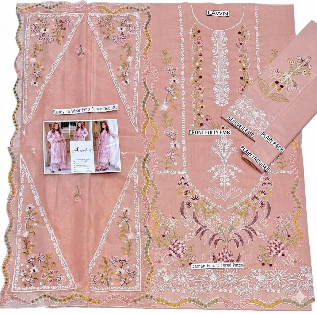 Pakistani Pink Embroidered Kurta Set with Dupatta