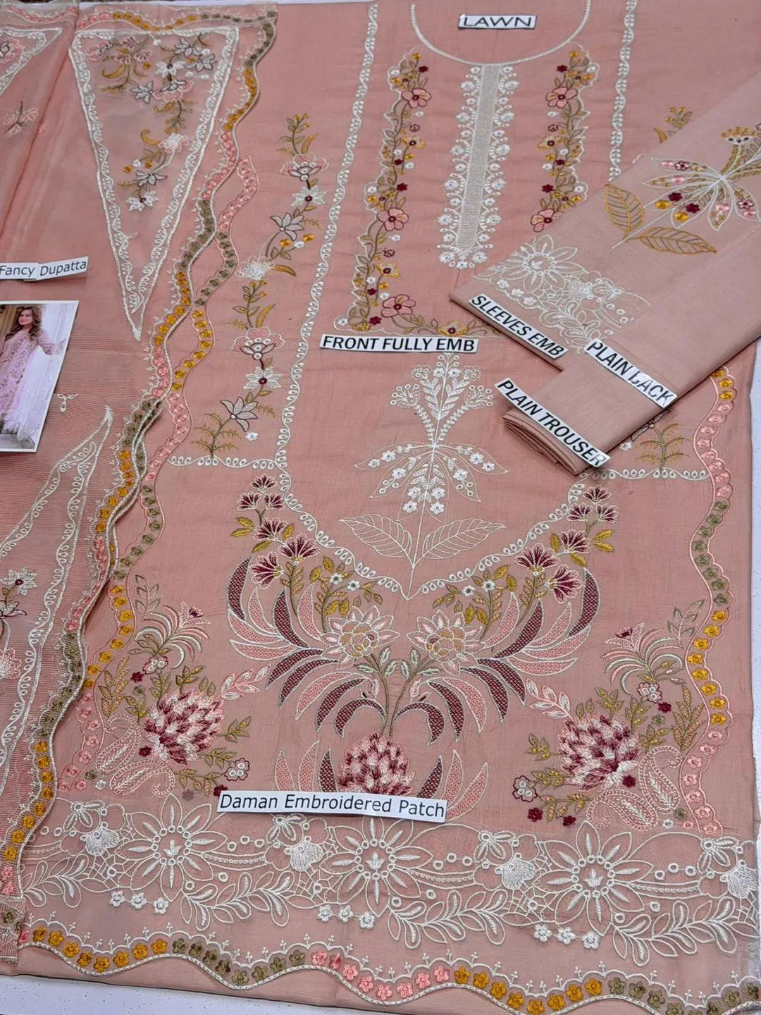 Pakistani Pink Embroidered Kurta Set with Dupatta