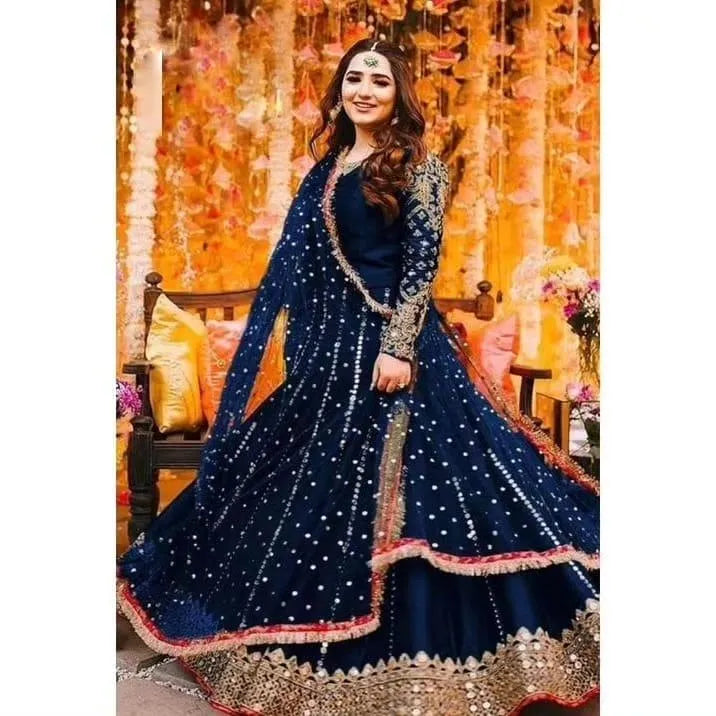 3-Piece Mirror Work Shamoz Silk Bridal Set
