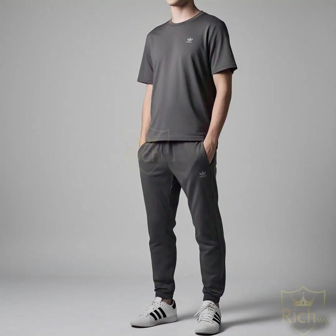 2 Pcs Micro Printed Track Suit Grey at One Spot