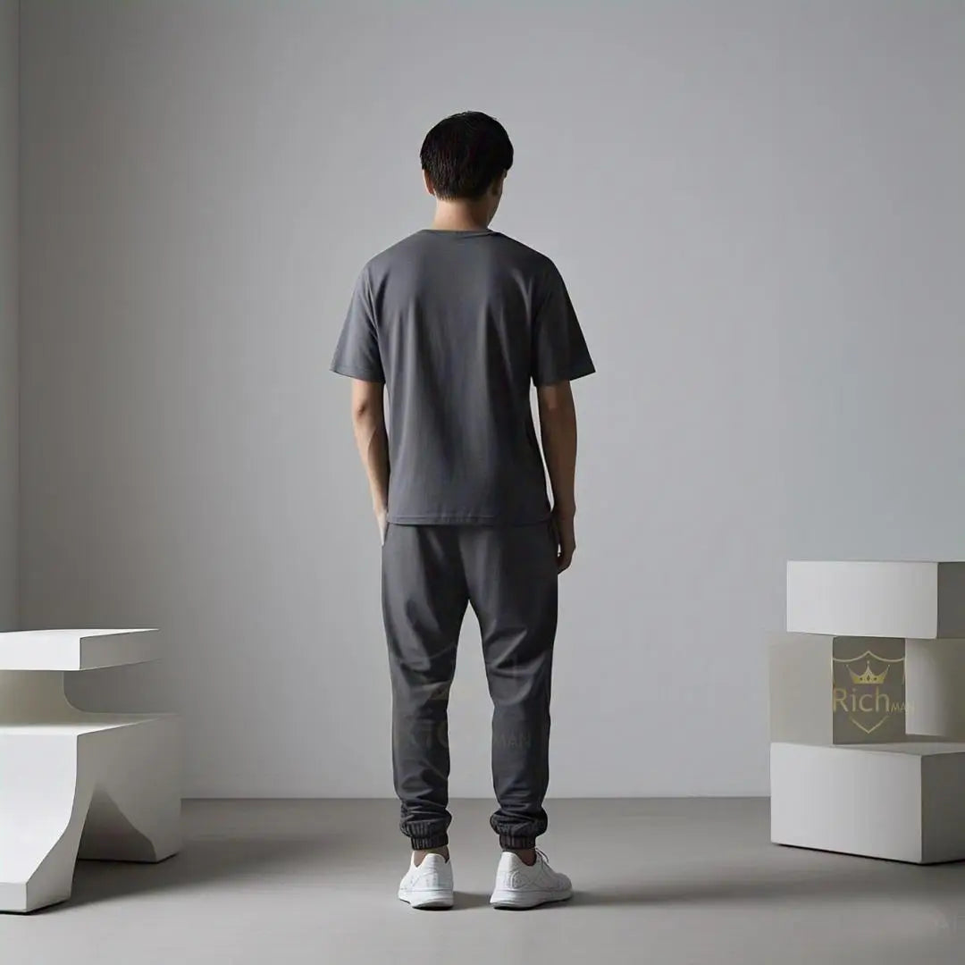 2 Pcs Micro Printed Track Suit Grey at One Spot