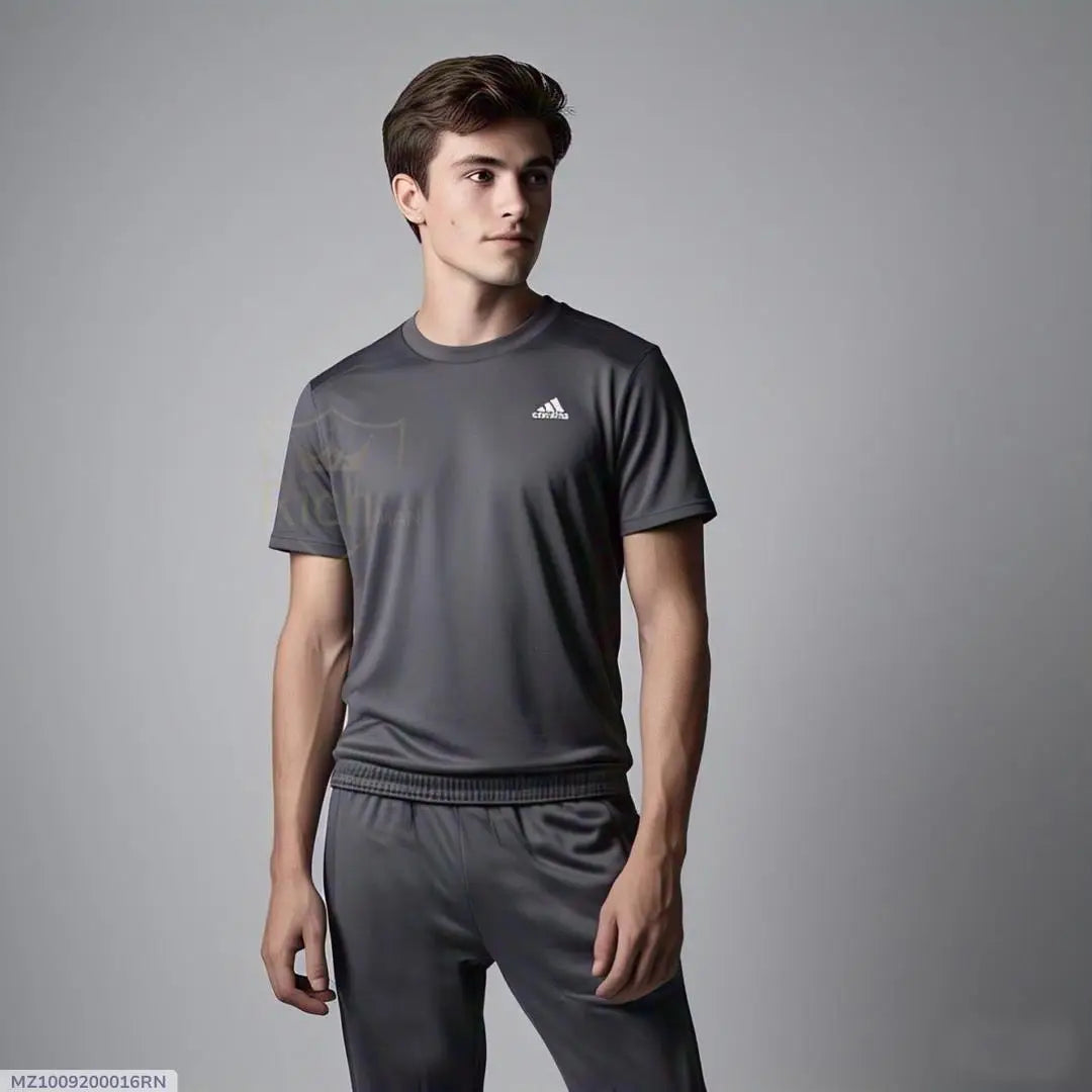 2 Pcs Micro Printed Track Suit Grey at One Spot