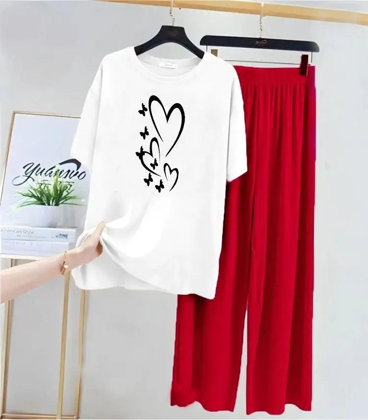 2 Pcs Women's Stitched Cotton Jersey Printed Night Suit at One Spot