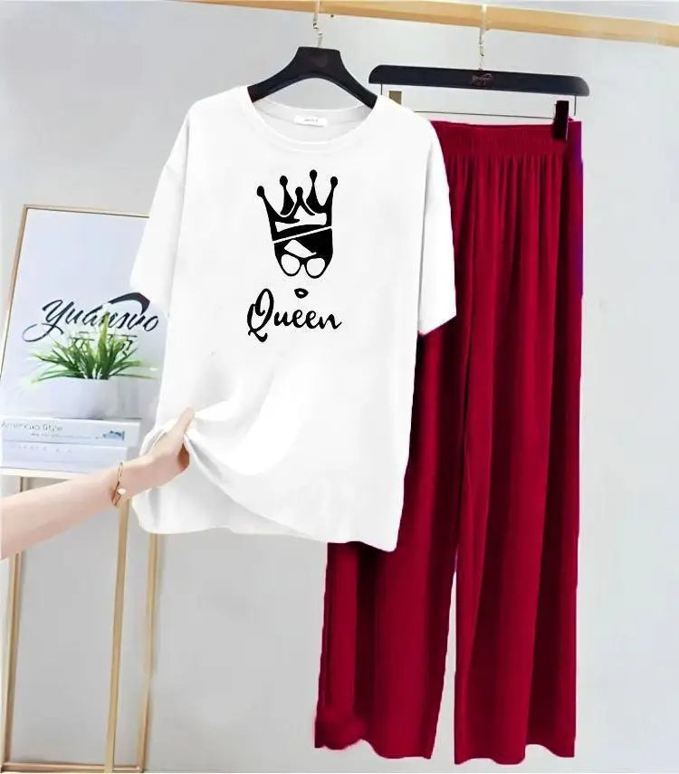 2 Pcs Women's Stitched Cotton Jersey Printed Night Suit at One Spot