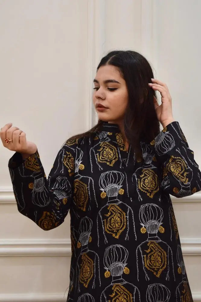 2 Pcs Women's Stitched Linen Block Printed at One Spot