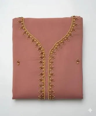 Party Wear Suit Unstitched | Dress for Women | 2 Piece Dress with Handwork Stone & Beadwork Organza Shirt and Zari Beadwork Dupatta | Customized