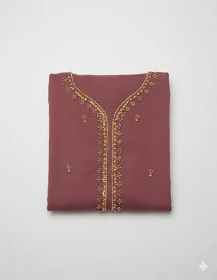 Party Wear Suit Unstitched | Dress for Women | 2 Piece Dress with Handwork Stone & Beadwork Organza Shirt and Zari Beadwork Dupatta | Customized