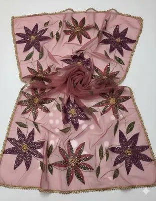 Party Wear Suit Unstitched | Dress for Women | 2 Piece Dress with Handwork Stone & Beadwork Organza Shirt and Zari Beadwork Dupatta | Customized