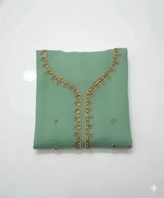 Women’s Party Wear Suit Unstitched | Dress for Women | 2 Piece Dress with Handwork Stone & Beadwork Organza Shirt and Zari Beadwork Dupatta | Customized