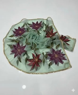 Women’s Party Wear Suit Unstitched | Dress for Women | 2 Piece Dress with Handwork Stone & Beadwork Organza Shirt and Zari Beadwork Dupatta | Customized