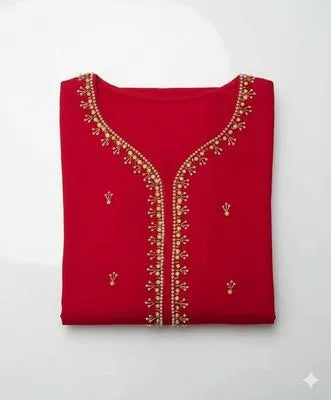 Party Wear Suit Unstitched | Dress for Women | 2 Piece Dress with Handwork Stone & Beadwork Organza Shirt and Zari Beadwork Dupatta | Customized