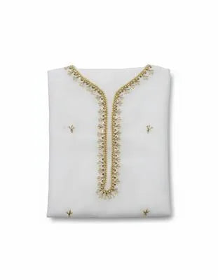 Party Wear Suit Unstitched | Dress for Women | 2 Piece Dress with Handwork Stone & Beadwork Organza Shirt and Zari Beadwork Dupatta | Customized