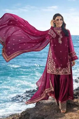 3 Pcs Women's Unstitched Embroidered Suit